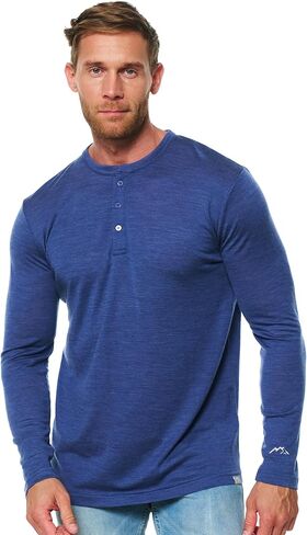 Merino Wool Base Layer Mens - 100% Merino Wool Shirts for Men Thermal Underwear Long Sleeve T-Shirt for Hiking Hunting (Large, 190 Dark Olive) in Saudi Arabia