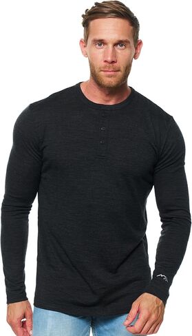 Merino Wool Base Layer Mens - 100% Merino Wool Shirts for Men Thermal Underwear Long Sleeve T-Shirt for Hiking Hunting (Large, 190 Dark Olive) in Saudi Arabia