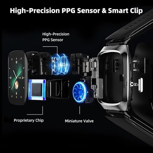 ساعة ذكية لضغط الدم مع سوار مزدوج حاصل على براءة اختراع، ساعة مراقبة ضغط الدم للمعصم 24/7 لمراقبة ضغط الدم أثناء النوم، تطبيق تتبع رياضي لأجهزة Android وiOS، ساعة ضغط الدم تدعم مشاركة البيانات in Kuwait