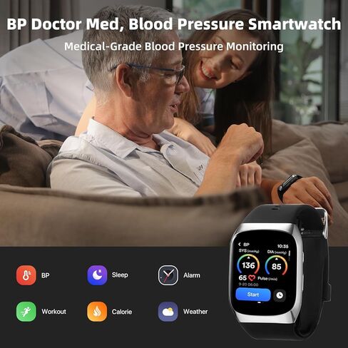 ساعة ذكية لضغط الدم مع سوار مزدوج حاصل على براءة اختراع، ساعة مراقبة ضغط الدم للمعصم 24/7 لمراقبة ضغط الدم أثناء النوم، تطبيق تتبع رياضي لأجهزة Android وiOS، ساعة ضغط الدم تدعم مشاركة البيانات in Kuwait