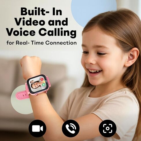 ساعة ذكية Kipywatch للأطفال - ساعة ذكية للأطفال مع جهاز تعقب GPS وتنبيه المناطق الآمنة - رسائل نصية قصيرة ومكالمات صوتية وفيديو - مع وضع المدرسة - تطبيق الوالدين، الاشتراك مطلوب - هدايا للفتيات 3-12 - وردي in Saudi Arabia