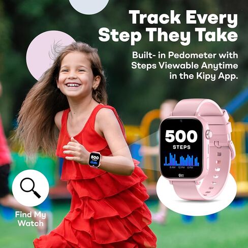ساعة ذكية Kipywatch للأطفال - ساعة ذكية للأطفال مع جهاز تعقب GPS وتنبيه المناطق الآمنة - رسائل نصية قصيرة ومكالمات صوتية وفيديو - مع وضع المدرسة - تطبيق الوالدين، الاشتراك مطلوب - هدايا للفتيات 3-12 - وردي in Saudi Arabia