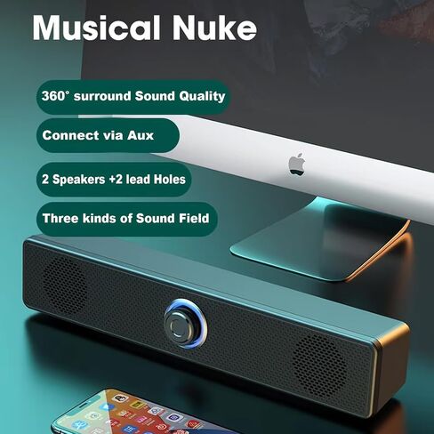Computer Speakers Wired USB-Powered Sound-bar with Stereo Sound for PC Desktop Plug -n-Play 3.5mm Jack Computer Speakers for Desktop in Saudi Arabia