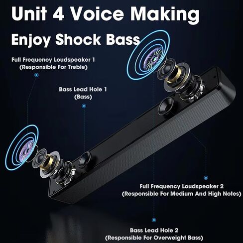 Computer Speakers Wired USB-Powered Sound-bar with Stereo Sound for PC Desktop Plug -n-Play 3.5mm Jack Computer Speakers for Desktop in Saudi Arabia