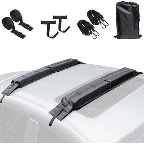 حامل سقف ناعم للسيارة عالمي لزورق الكاياك لركوب الأمواج، رف سطح السيارة للتزلج والتزحلق على الجليد مع شريطين للربط للأسفل عالي التحمل، 2 حبل للأسفل، 2 حزام بحلقة سريعة وحقيبة تخزين in Kuwait