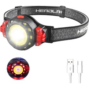 Headlamp Rechargeable, Head Lamp with Red Light, Lightweight LED Head Flashlight, Super Bright Waterproof Head Light for Camping, Hiking, Walking, Fishing, Working in Saudi Arabia