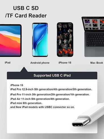 USB C SD Card Reader, SD Card Adapter with Dual Slots foriPhone 15 16 Pro Pad Mac Laptop Android, USB-C/TypeC High-Speed Trail Camera Memory Card Reader, Plug & Play - 2 Slots in Saudi Arabia