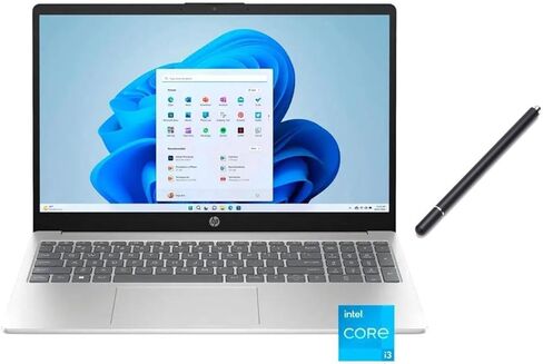 كمبيوتر محمول بشاشة لمس عالية الدقة مقاس 15.6 بوصة من HP | Intel Core i3-1215U (6 مراكز و8 خيوط) | رسومات Intel UHD | فضي | ذاكرة وصول عشوائي (RAM) سعة 8 جيجابايت | محرك أقراص SSD سعة 256 جيجابايت | Windows 11 S | حزمة مع قلم ستايلس in Kuwait