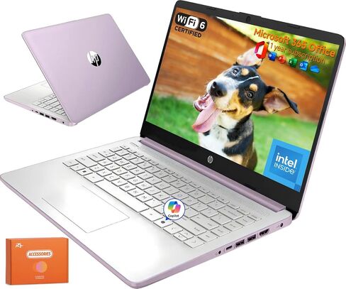 HP 2025 كمبيوتر محمول جديد مقاس 14 بوصة للأعمال الطلابية، وحدة المعالجة المركزية Intel N150، ذاكرة وصول عشوائي 16 جيجابايت، تخزين 384 جيجابايت (128 جيجابايت UFS + 256 جيجابايت MSD)، Wi-Fi 6، Copilot AI، سنة واحدة Microsoft 365، Windows 11 Pro، أزرق سماوي، in Saudi Arabia