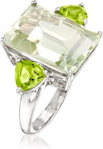 Ross-Simons 11.00 Carat Emerald-Cut Prasiolite and 1.40 ct. t.w. Peridot Ring in Sterling Silver in Saudi Arabia