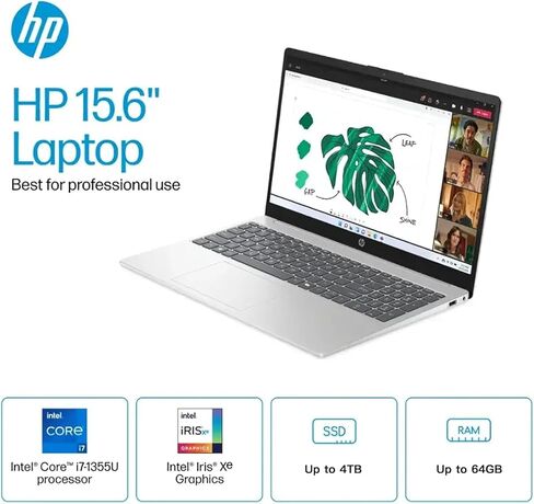 كمبيوتر محمول HP 15 بشاشة لمس - 15.6 بوصة FHD IPS، وحدة المعالجة المركزية Intel 10-Core i7 1355U، ذاكرة وصول عشوائي 32 جيجابايت + 1 تيرابايت SSD، رسومات Intel Iris Xe، لوحة رقمية، WIFI6، كمبيوتر Copilot AI، Win11 Pro، مع ملحقات in Saudi Arabia