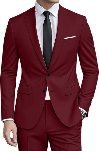 Datysum Men Suit 2 Piece Groomsmen Tuxedo Prom Blazer Slim Fit Suits Two Button Wedding Dress Jacket Pants Set with Tie in Kuwait