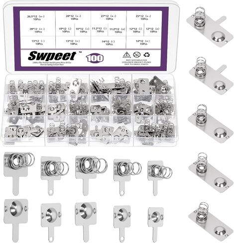 مجموعة نوابض بطارية AA مطلية بالنيكل 10 أحجام من Swpeet، 150 قطعة، بطارية AA سالبة إلى إيجابية، اتصال زنبركي التحويل، لوحة اتصال تحويل لاستبدال البطاريات in Saudi Arabia