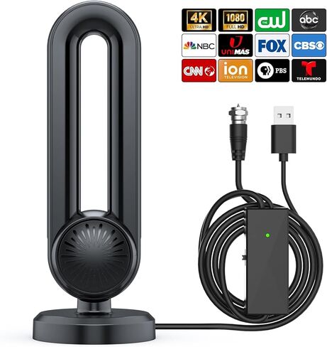 TV Antenna-Smart TV Antenna 600+ Miles Range Reception, 18ft Coax Signal Booster, HD TVs Antenna for Local Channels & Support 4K 1080P Suitable for All Smart TVs and All Older TV's in Kuwait