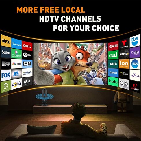 TV Antenna-Smart TV Antenna 600+ Miles Range Reception, 18ft Coax Signal Booster, HD TVs Antenna for Local Channels & Support 4K 1080P Suitable for All Smart TVs and All Older TV's in Kuwait