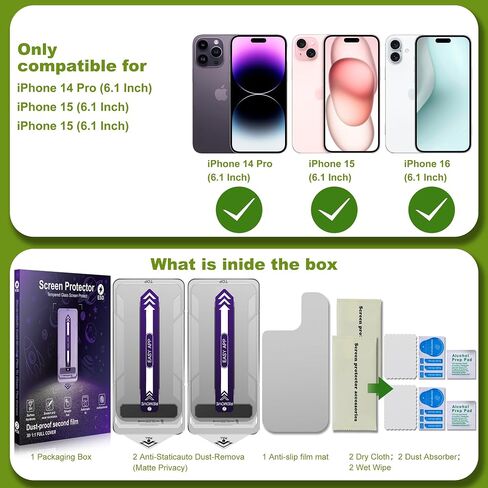 2-Pack Matte Privacy Glass Screen Protector for iPhone 17 Pro Max,Anti-Glare & Anti-Spy,Anti-Reflection,Smooth as Silk,Military-Grade 9H Hardness,Easy Installation in Saudi Arabia