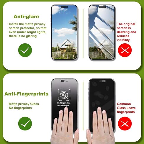 2-Pack Matte Privacy Glass Screen Protector for iPhone 17 Pro Max,Anti-Glare & Anti-Spy,Anti-Reflection,Smooth as Silk,Military-Grade 9H Hardness,Easy Installation in Saudi Arabia