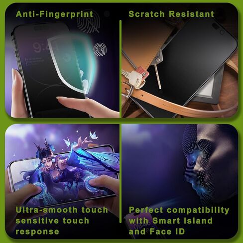 2-Pack Matte Privacy Glass Screen Protector for iPhone 17 Pro Max,Anti-Glare & Anti-Spy,Anti-Reflection,Smooth as Silk,Military-Grade 9H Hardness,Easy Installation in Saudi Arabia