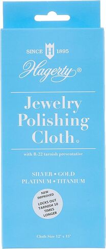 Hagerty Jewelry Polishing Cloth, for Sterling Silver, Gold, Platinum - Safe on Necklaces, Rings, Bracelets, Made in USA, Kosher Certified, 12 in. x 15 in. in Kuwait