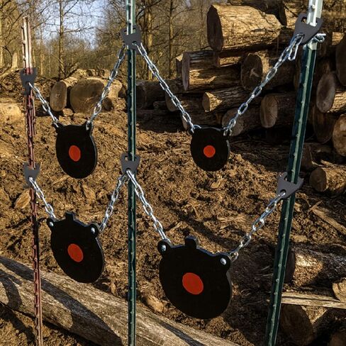 Soulchen 2 Pack AR500 T- Post Target Hanger 3/8" زوج خطاف فولاذي سميك قابل للتعديل لارتفاع الشماعات لأعمدة T-دعامات تثبيت شديدة التحمل للأهداف الفولاذية in Kuwait