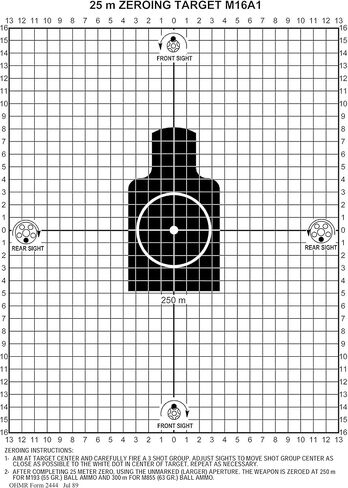 M16A1 25 Meter Zeroing Target On EZ Peel Notepad in Saudi Arabia