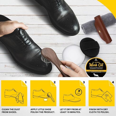 MEKER Mink Oil for Leather Boots, Leather Conditioner and Cleaner 3.52oz-All-Natural Waterproof Soften and Restore Shoes in Kuwait