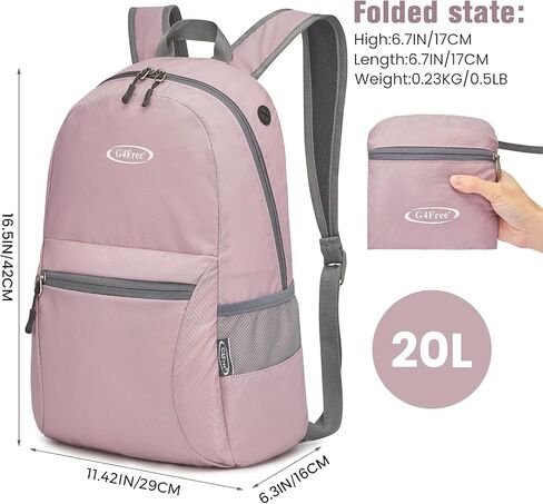 G4Free 20L Small Packable Travel Hiking Backpack for Men Women | Lightweight Foldable Waterproof Daypack for Outdoor, Black in Kuwait
