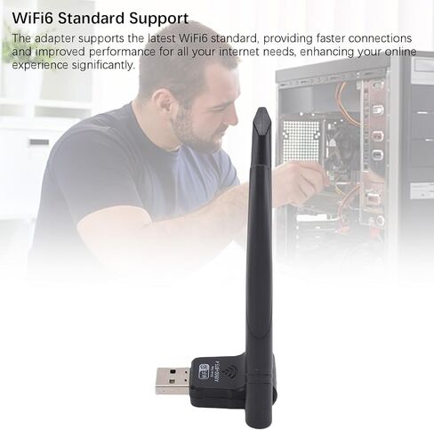 محول VBESTLIFE USB WiFi 6 بلوتوث، نطاق مزدوج 5/2.4 جيجا هرتز، جهاز استقبال خارجي للشبكة اللاسلكية لأجهزة الكمبيوتر المحمول والكمبيوتر المكتبي، مع هوائي مزدوج in Saudi Arabia