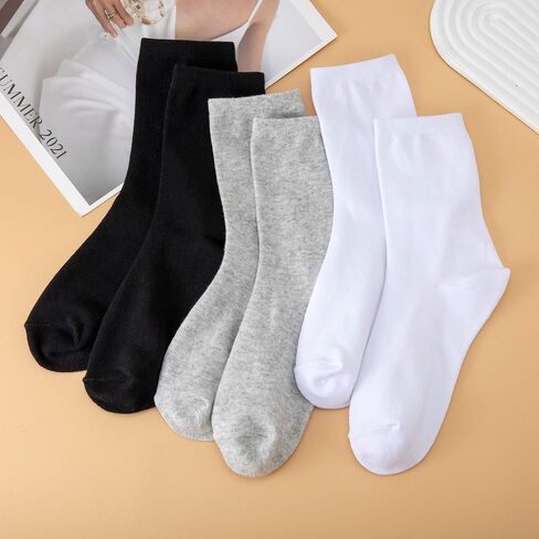 3 Pairs Crew Socks for Men Women Multipack Everyday Athletic Casual Work Gym Travel Basics in Saudi Arabia