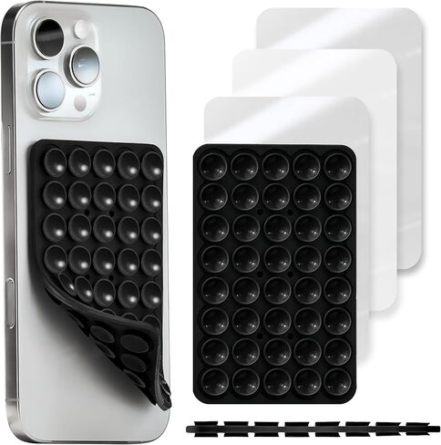 2 Pack Silicone Suction Cup Phone Case Mount Double Sided, Sticky Grip Holder for Cellphone, Hands-Free Phone Accessories Strong Grip Holder for Selfie and Video (Transparent) in Saudi Arabia
