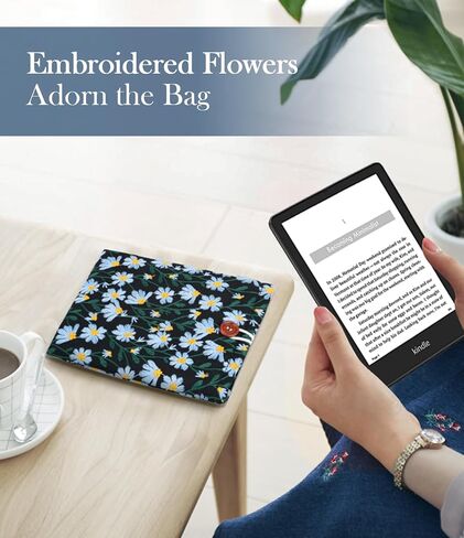 حافظة TiMOVO لجهاز Kindle Paperwhite/Colorsoft Signature Edition مقاس 7 بوصات (إصدار 2024)، غطاء حقيبة واقٍ لقارئ Kindle الإلكتروني مقاس 6-7 بوصات، باللونين الأسود والأزرق in Kuwait