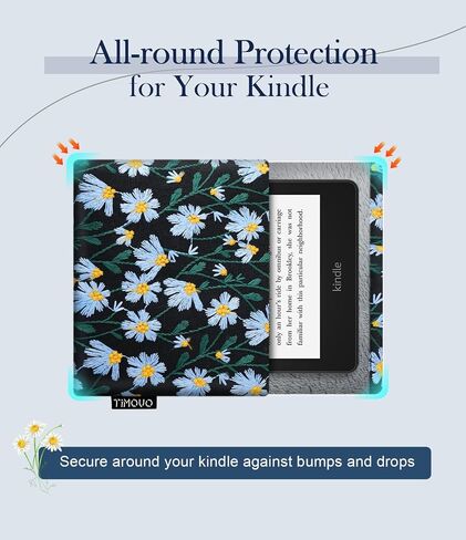 حافظة TiMOVO لجهاز Kindle Paperwhite/Colorsoft Signature Edition مقاس 7 بوصات (إصدار 2024)، غطاء حقيبة واقٍ لقارئ Kindle الإلكتروني مقاس 6-7 بوصات، باللونين الأسود والأزرق in Kuwait