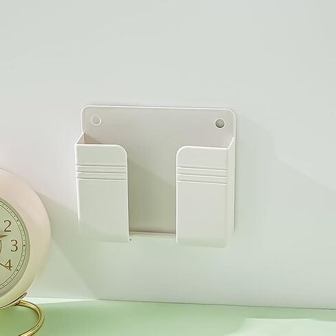 1 Pc Adhesive Wall - Mounted Phone Holder with Data Cable Hole & Storage Box: Ideal for Bedroom, Kitchen, Bathroom, Office（White） in Saudi Arabia