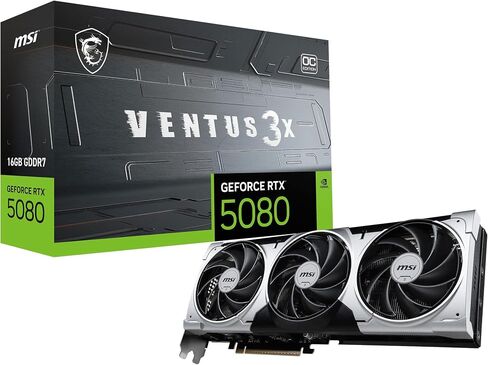 MSI Gaming RTX 5080 16G Ventus 3X OC Plus Graphics Card (16GB GDDR7, 256-bit, Extreme Performance: 2655 MHz, DisplayPort x 3 2.1a, HDMI 2.1b, NVIDIA Blackwell Architecture) in Saudi Arabia