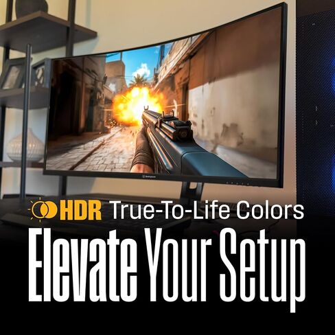 شاشة ألعاب Westinghouse 49 بوصة منحنية فائقة الدقة QHD، AMD FreeSync Premium، ضبابية حركة منخفضة، منحنى R1800، 5120x1440، لألعاب الكمبيوتر مع مكبرات صوت مدمجة، 2X DisplayPort، 2X HDMI، USB C in Kuwait