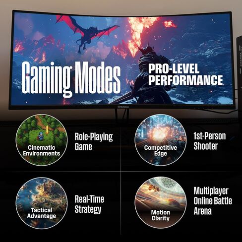 شاشة ألعاب Westinghouse 49 بوصة منحنية فائقة الدقة QHD، AMD FreeSync Premium، ضبابية حركة منخفضة، منحنى R1800، 5120x1440، لألعاب الكمبيوتر مع مكبرات صوت مدمجة، 2X DisplayPort، 2X HDMI، USB C in Kuwait