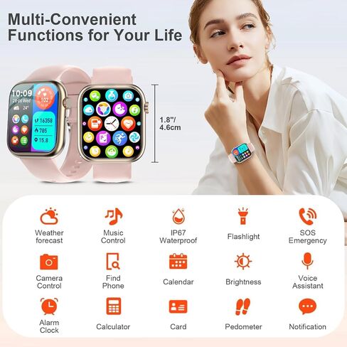 GADIXY Smart Watches for Women Answer/Make Calls, 1.83" HD,7 Day+ Battery Fitness Watch with Heart Rate/Sleep Monitor, 110 Sports Activity Trackers, IP68 Women Smartwatch for Android/iOS,Pink in Saudi Arabia