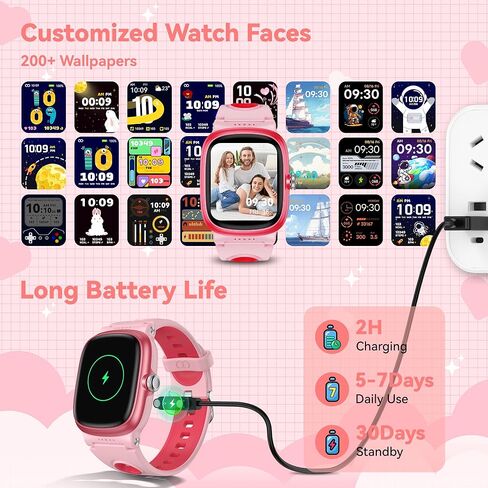 ساعة ذكية للفتيات الفتيات مع النوم | الصحة | تعقب النشاط ، والألعاب ، المنبه ، IP68 Waterproof Kids Fitness Watch مع عداد الخطى ، حساب عائلي ، هدايا الألعاب للأطفال الذين تتراوح أعمارهم بين 4-16 (روز/رمال وردية) in Kuwait