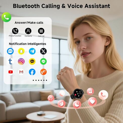 ساعات ذكية للنساء والرجال 1.27 بوصة HD لتتبع اللياقة البدنية مع مراقب معدل ضربات القلب/النوم/الخطوات/SpO2، ساعة مقاومة للماء IP68 لنظام Android iOS (وردي) in Kuwait