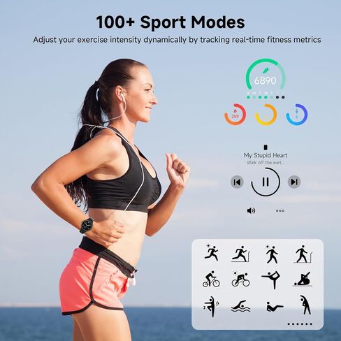 ساعات ذكية للنساء والرجال 1.27 بوصة HD لتتبع اللياقة البدنية مع مراقب معدل ضربات القلب/النوم/الخطوات/SpO2، ساعة مقاومة للماء IP68 لنظام Android iOS (وردي) in Kuwait