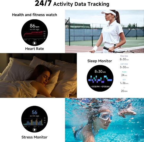ساعات ذكية للنساء والرجال 1.27 بوصة HD لتتبع اللياقة البدنية مع مراقب معدل ضربات القلب/النوم/الخطوات/SpO2، ساعة مقاومة للماء IP68 لنظام Android iOS (وردي) in Kuwait