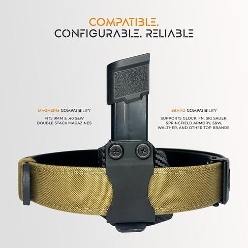 IWB Double Stack Mag Pouch 9mm .40 حافظة مجلة Kydex EDC مع مشبك حزام، MRD داخل حامل ماج حزام الخصر، حامل مجلة شد قابل للتعديل in Kuwait