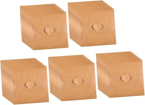 50Pcs Vintage Kraft Paper Envelopes for CD DVD Instant Photo Bags Blank Storage Sleeves with Heart Button for Parties and Events in Saudi Arabia