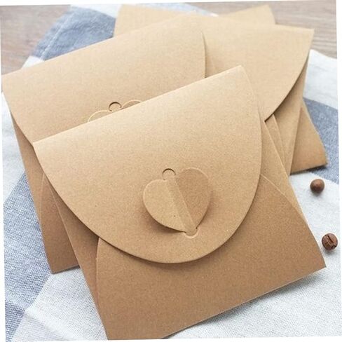 50Pcs Vintage Kraft Paper Envelopes for CD DVD Instant Photo Bags Blank Storage Sleeves with Heart Button for Parties and Events in Saudi Arabia