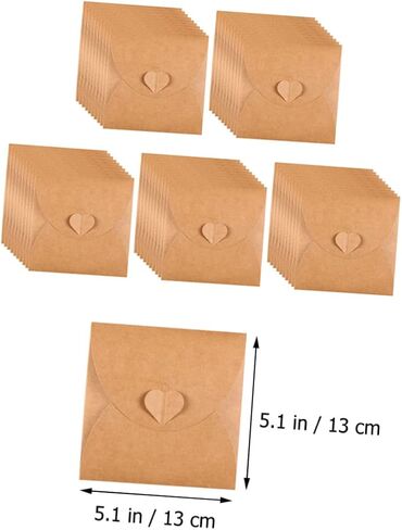50Pcs Vintage Kraft Paper Envelopes for CD DVD Instant Photo Bags Blank Storage Sleeves with Heart Button for Parties and Events in Saudi Arabia