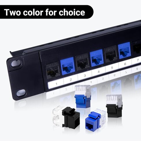 RJ45 Cat6 Keystone Jacks 25-Pack، مقبس Keystone Ethernet، 180 درجة Punch-Down Cat 6 Keystone Jack Slim Profile للوحات الحائط ولوحات التصحيح - أسود in Kuwait