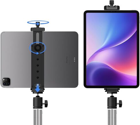 محول حامل ثلاثي القوائم من الألومنيوم لجهاز iPad مع لوحة ARCA-Swiss سريعة الإصدار، حامل كمبيوتر لوحي عالمي لحامل ثلاثي القوائم بخيط 1/4 بوصة، يناسب أجهزة iPad والأجهزة اللوحية مقاس 4.7 بوصة - 12.9 بوصة، للفيديو والبث والتصوير الفوتوغرافي in Kuwait