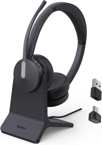 Yealink BH70 Dual UC مع حامل شحن، سماعة بلوتوث لاسلكية مع ميكروفون للعمل، عمر بطارية يصل إلى 35 ساعة، سماعات إلغاء الضوضاء 3 ميكروفون للكمبيوتر in Saudi Arabia