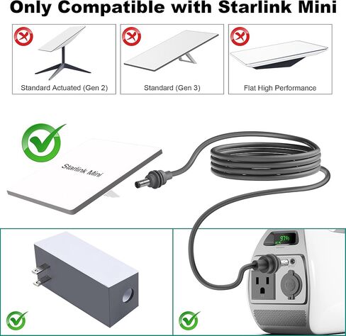 كابل طاقة Starlink Mini DC إلى DC بطول 6.6FT/2M، سلك طاقة قصير بديل لملحقات Starlink Mini 20AWG سلك نحاسي مقاوم للماء، أثناء التنقل in Kuwait
