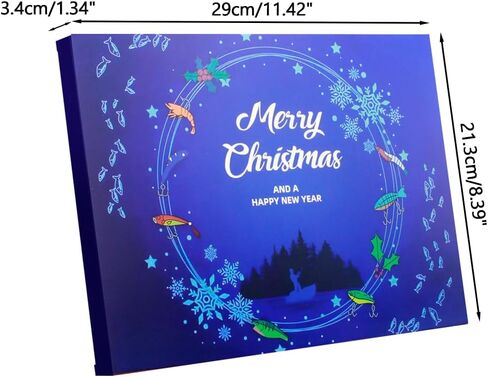 Christmas Fishing Bait Blind Set, Advent Calendar Fishing Lures Box Christmas Mystery Tackle Boxes for Fishermen Perfect Present in Saudi Arabia